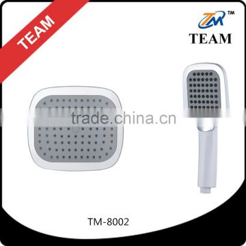 TM-8002 plastic bathroom shower accessories square top shower head and hand shower head set