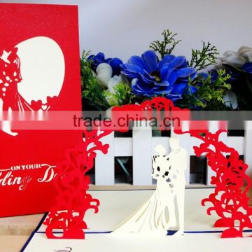fancy laser cut 3d pop up wedding invitation greeting cards
