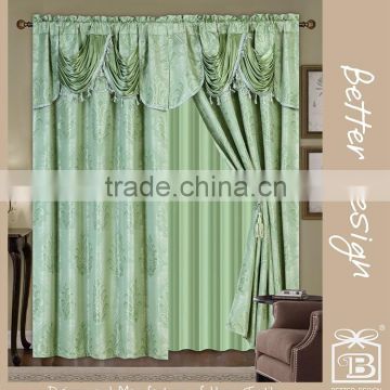 4 Colors Luxury Classical Home Window Curtain Design With Flowers Pattern