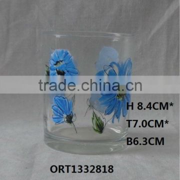 Blue shape glass candle- holder