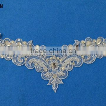 Most fashion handmade bead neckline rhinestone design ladies cloth neck