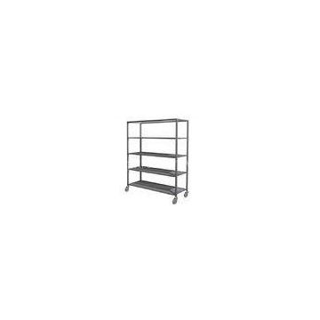 Silver Removable 5 Tier Stainless Steel Storage Shelves With Wheels / Caster