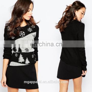 Wholesale Stretch knit christmas sweater Christmas Tree Knitted Christmas Jumpers With Sequin Detail