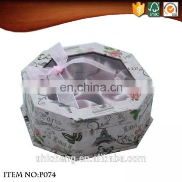Decorative liped flower jewelry gift box with fabric