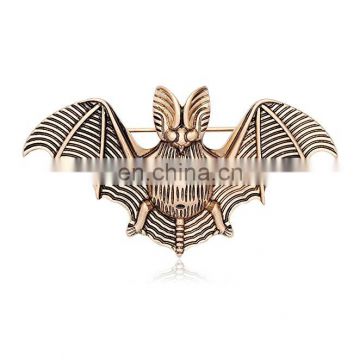 Hallowmas Jewelry Fashion Spread Wing Bat Blackness Brooch Antique Gold Brooches