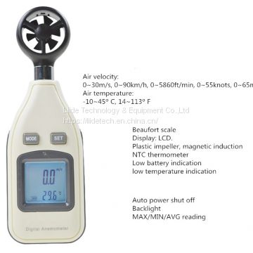 LF18 Digital Anemometer Portable handheld vane air speed meter