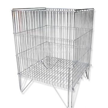 Industrial stackable foldable storage metal transportation wire mesh containers