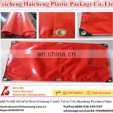 waterproof red pvc vinyl tarpaulin tarps with brass eyelet