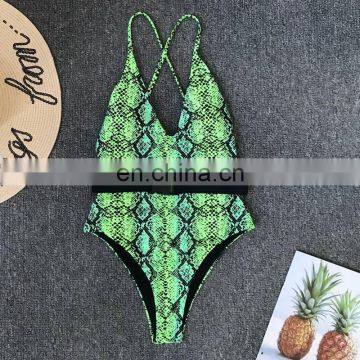 Green Bikini String Snake Print Swimsuit Women Bandage swimwear micro bikini thong sexy swimsuit hot bikinis women 2019