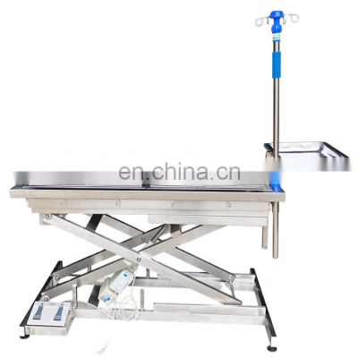 Factory price medical electric thermostatic lifted veterinary operation table for hospital