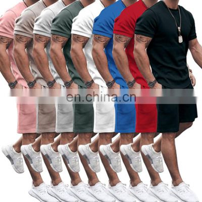 2021 Custom Logo Tracksuit Sweatsuit Private Label Sweat Track Suit Set Shorts Pants Summer Men T Shirt And Short Set For Men