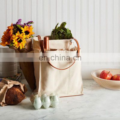 Trendy Recycled Shopping Fashion Woman Hand Reusable Food Storage Custom Leather Grocery Bags