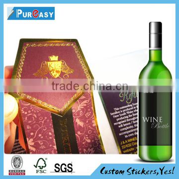 Top grade Custom private metallized wine label