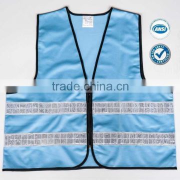 blue safety vest with PVC reflective tape