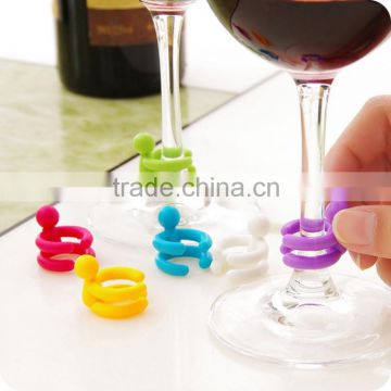China Supplier HOT Sale Unbreakable Assorted Bright Colors silicone wine charms