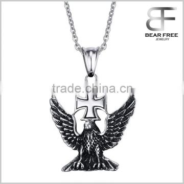 Stainless Steel Necklace Jewelry With Eagle & Cross Pendant