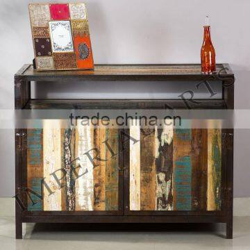 INDIAN IRON BASE RECYCLE WOOD TV CABINET, FOR HOME FURNITURE