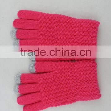 Customer design jacquard screen touch gloves with three conductive fingertips