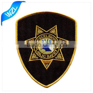 Security Sew On Embroidery Badge Patch, Twill Fabric Textile Uniform Clothes Patch with Merrow Border