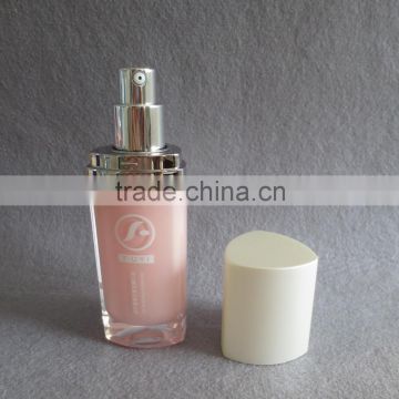 Elegant pink acrylic triangle shape cosmetic lotion bottle