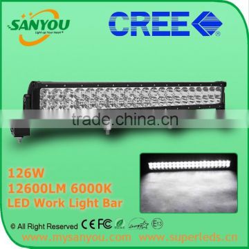 2015 Sanyou 126W 12600lm 6000k LED Auto Work Light Bar, 20inch led light bar for offroad, Jeep, SUV