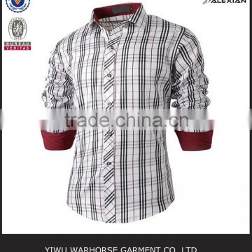 casual Men Slim Fit plaid Shirt Long Sleeve Formal Business Dress Shirts Camisa top Shirt