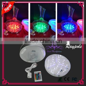 6 inch sliver round RGB color led light base/bottle glorifier led light base for decoration