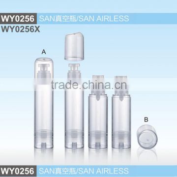 WY0256 top quality round shape acrylic airless bottle, slant cap san airless bottle