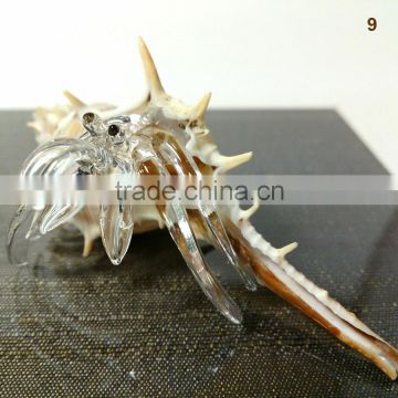 Seashell Hermit Crab Hand Blown Glass Art Figurine Miniature Home Decor