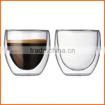 Clear borosilicate double wall glass coffee cup