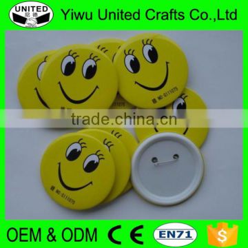 High quality hot sale printed round tin button badge emoji metal emblem