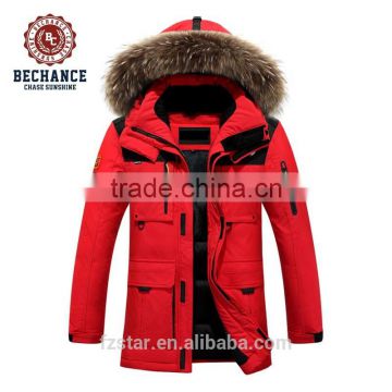 Men's Fashion Winter Long Thick Fur Hooded Down Jacket Men Wholesale Clothing