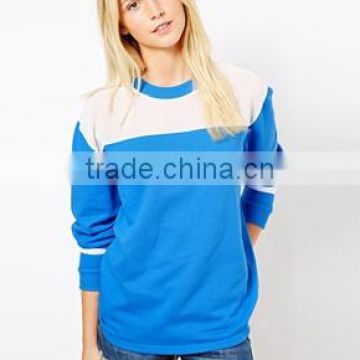 Wholesale full-length sleeves color block hoodie with sheer panel