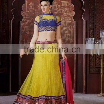 2016 New Yellow color Net fabric Lehenga Choli