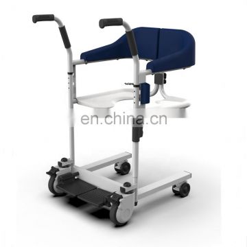 Home care and hospital equipment multifunctional patient transfer with commode seat wheelchair