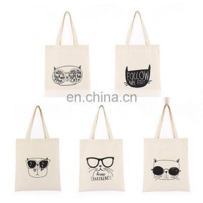 cheap custom logo print small large black white eco friendly canvas shopping bags reusable beach natural cotton canvas tote bag