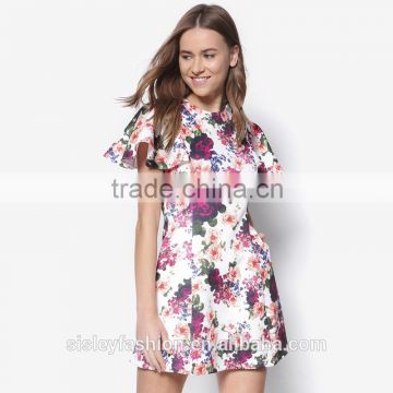 Hotsale women short sleeve dress with 3d printing malaysia dress D258