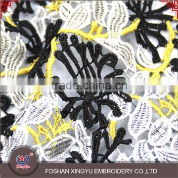 OEM beauty fashion black flower water soluble embroidery good quality lace fabric