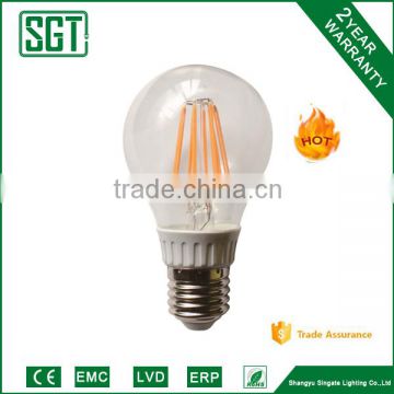 popular LED A60 Bulb, filament lamp CE RoHS E27 IC driver