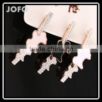 2015 New Style Bear Hairwear Golden Silver Barrettes Shining Rhinestone Zircon Lovely Hairpin Fine Jewellery