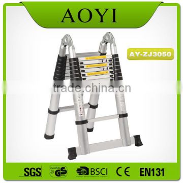 Hot Sale Strong EN131 approved Aluminum Double folding telescopic ladder