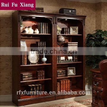 Rubber wood bookshelf sideboard with handmade carving AI-206