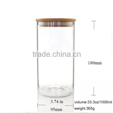 1000 ml storage jars with bamboo lid 33.3oz