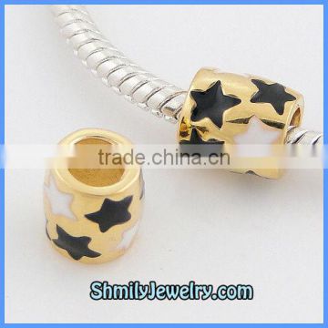 Wholesale Sterling Silver Gold Tube Enamel Star Charms BES40B