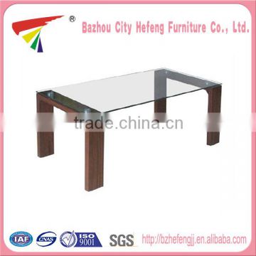 Simple design MDF legs top glass coffee table