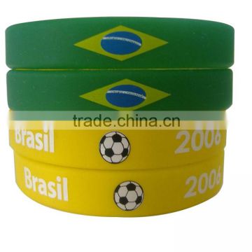 Brazil flag and football image printed silicone wristband