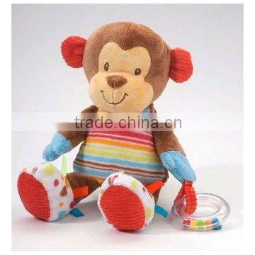 11" soft and cute ACTIVITY monkey Plush Baby Toy