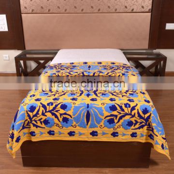Suzani Handmade Bedspread Cotton Ethnic Bedding Uzbek Bed Cover Tapestry Wall Hanging Throw