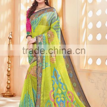 Dazzling Yellow Green Khadi Silk Saree/silk sarees for wedding online shopping