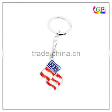 Custom design American flag silver plated enamel keychain